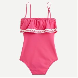 J. CREW Ruffle bandeau one-piece with rickrack